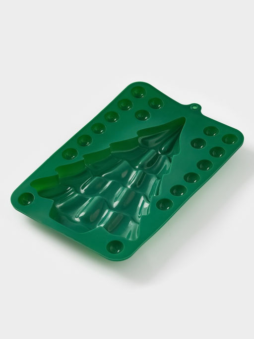 Форма для выпечки новогодняя Доляна «Ёлка с шарами», 21.5×14×2.5 см, силикон, зелёная