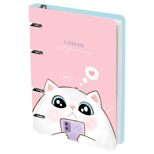 Тетрадь 100л. на кольцах "Cat book" сменный блок (MS_50666, "MESHU") матовая ламинация, выб. лак