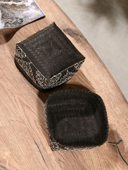 Корзинка плетёная «Бонтанг», 16×16×12 см, бамбук, тёмная