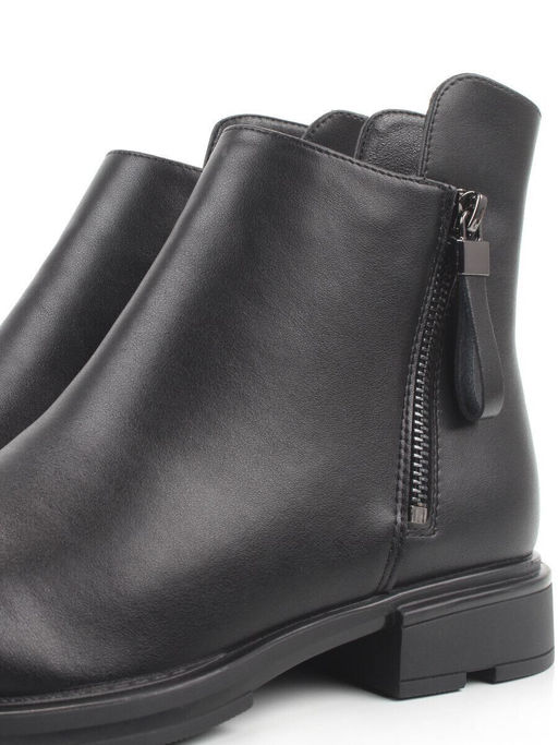 01-M43-12 BLACK Ботинки демисезонные женские (натуральная кожа, байка)