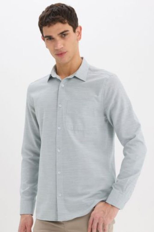Modern Fit Polo Yaka Basic Duz Uzun Kollu Gomlek