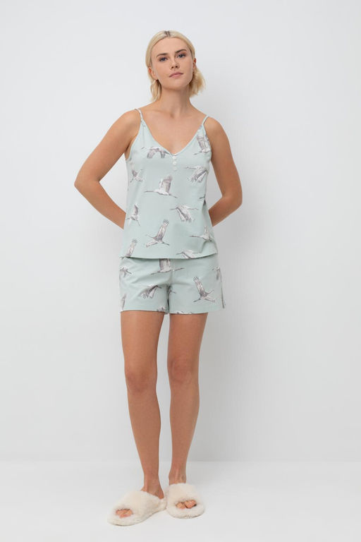 Е 20052/туманный голубой,журавли пижама жен