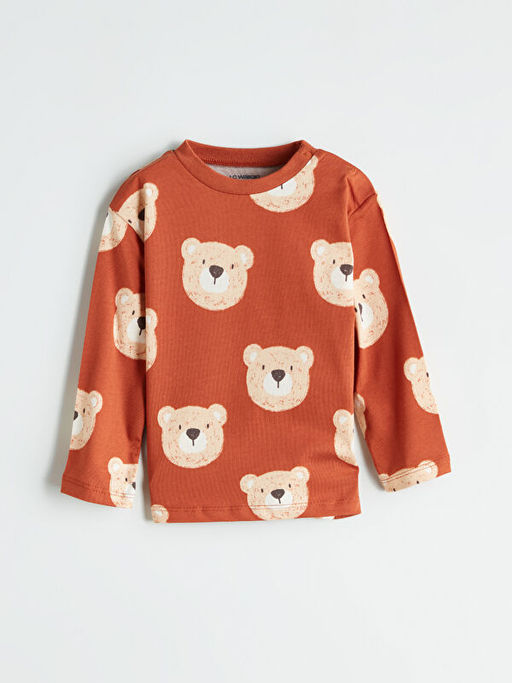 Bask?l? Erkek Bebek Ti??rt ve Pantolon 2li