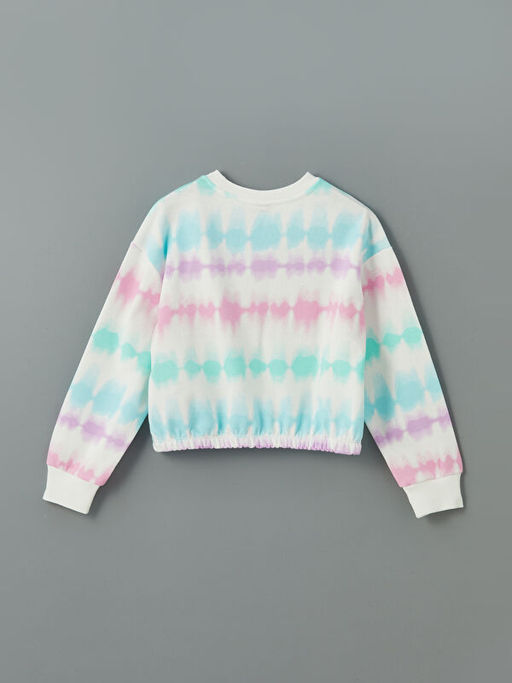 Bisiklet Yaka Batik Desenli K?z ?ocuk Sweatshirt