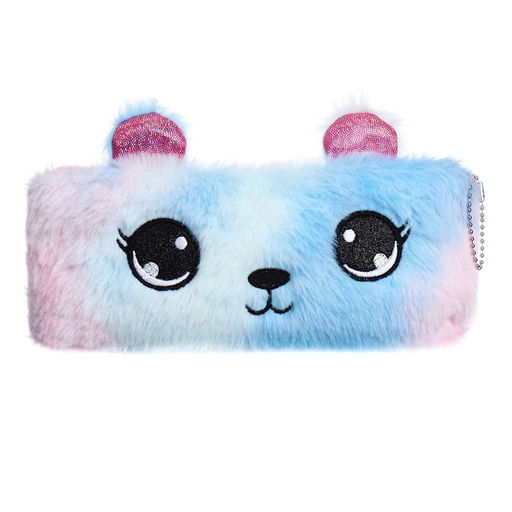 Пенал школьный меховой на молнии Calligrata «Мишка», пушистый, с ушками, МИКС