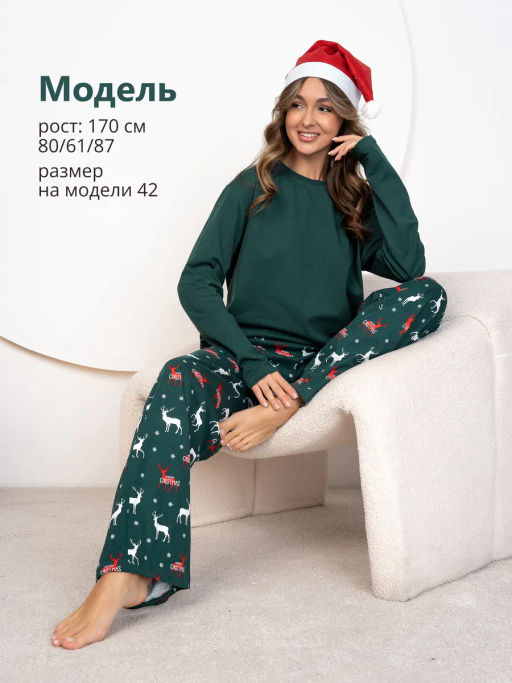 Новогодняя женская пижама с брюками - Binita фото 13