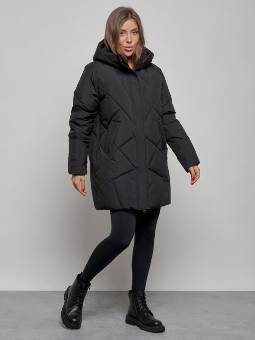 Зимняя женская куртка модная с капюшоном черного цвета 52361Ch - Holdluck фото 2