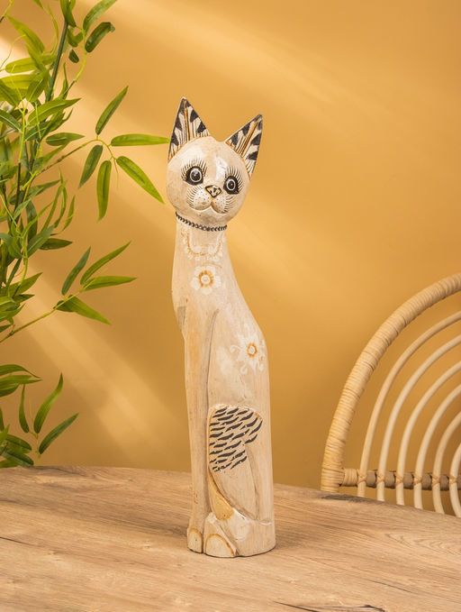 Сувенир «Кошка», белая, 60×12×6 см, дерево, МИКС