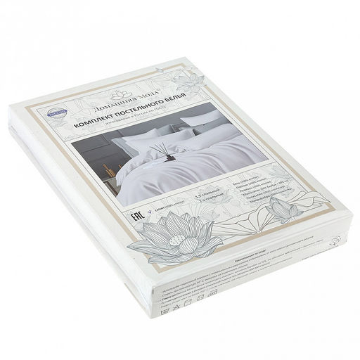 Постельное белье, комплект Евростандарт Облако, 4 предмета: пододеяльник на пуговицах 200х215см, простыня 220х240см, 2 наволочки 50х70см с клапаном-запахом, сатин 135г/м2, хлопок 100%, упаковка классическая ПВХ 34,5х41см, Домашняя мода (Россия)  фото 3