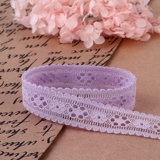 Цена за 3 шт. Кружево капроновое, 22 мм, 10±1 м, сиреневое