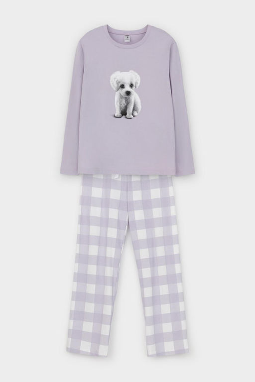 Crockid _ КБ 2830/лепесток орхидеи,клетка виши пижама для дев