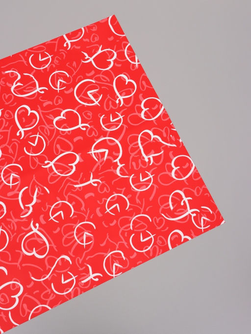 Цена за 20 шт. Пленка для цветов, «Сердца», красная, 57×57 см