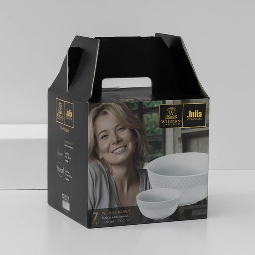 Салатники Wilmax «Юлия Высоцкая», набор 7 шт.: салатник большой d=20 см, салатники малые d=12 см, фарфор, белые