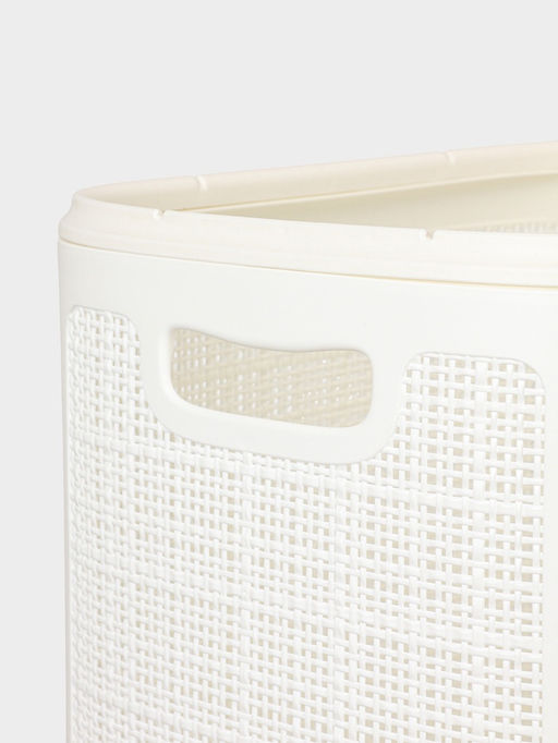 Плетёная корзина для белья с крышкой "Лён" 75л 43×32×60см, цвет белый