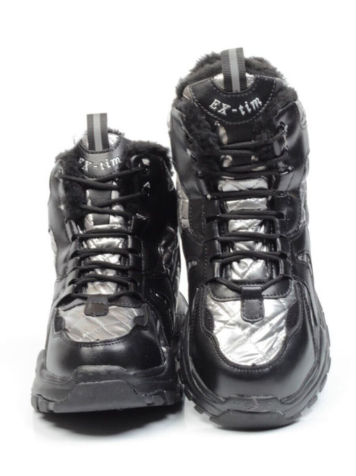 04-8525-4 BLACK Ботинки зимние женские (искусственные материалы)