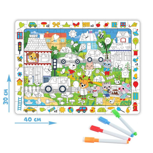 Пазл Собери, найди, раскрась. Городские приключения, 88 деталей - Puzzle time фото 2