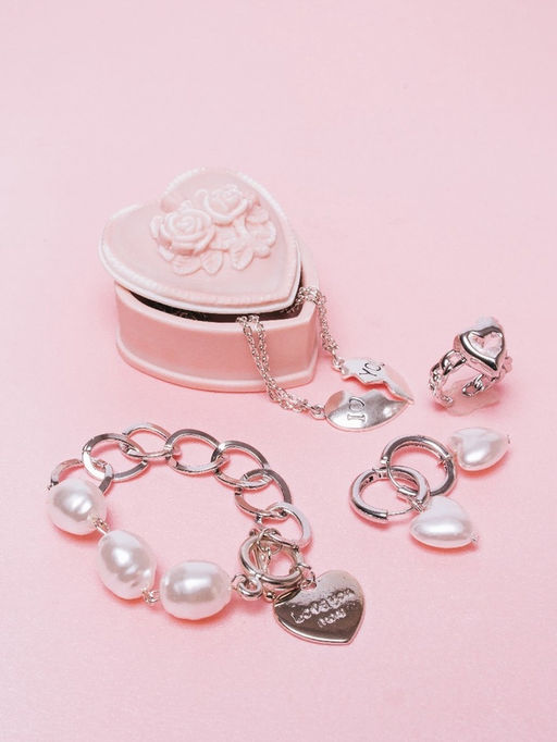 Серьги со съёмным элементом «Трансформер» сердечко жемчужное, цвет белый в серебре