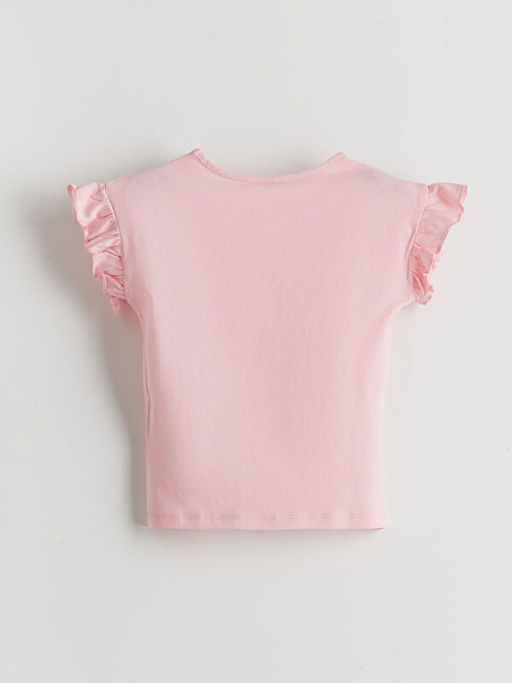 Bisiklet Yaka Bask?l? K?z ?ocuk Ti??rt