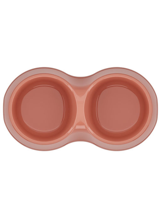 Цена за 2 шт. Миска двойная «Мур-мяу», 200 мл, 22.5 см × 13 см × 6 см, цвет кирпичный