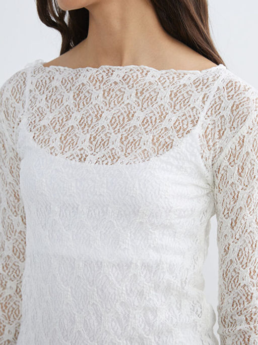 Kay?k Yaka Dantelli Bluz