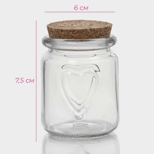 Цена за 2 шт. Банка для сыпучих Доляна Парфе, 150 мл, 67.5 см, с пробковой крышкой, стекло, прозрачная  фото 2
