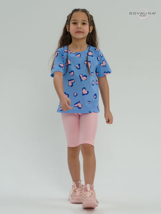 Костюм Актив розовые сердечки на голубом-розовый - Sovalina фото 7