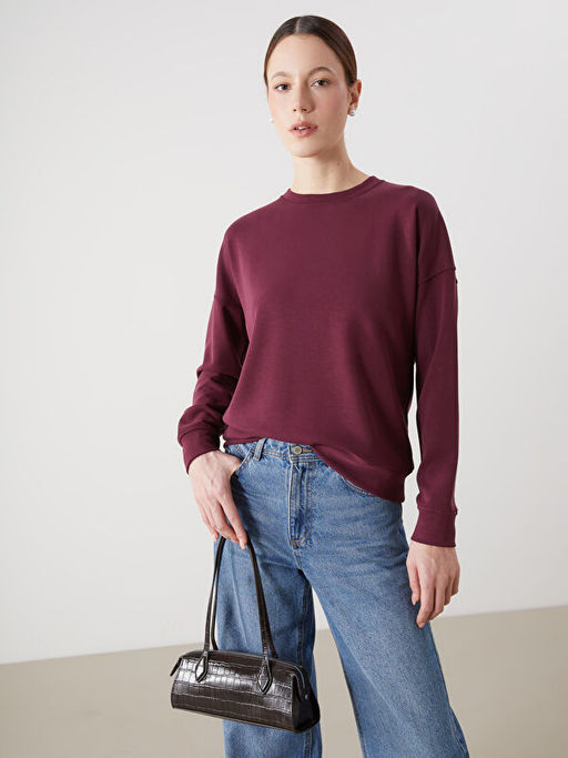 Bisiklet Yaka Oversize Kad?n Sweatshirt
