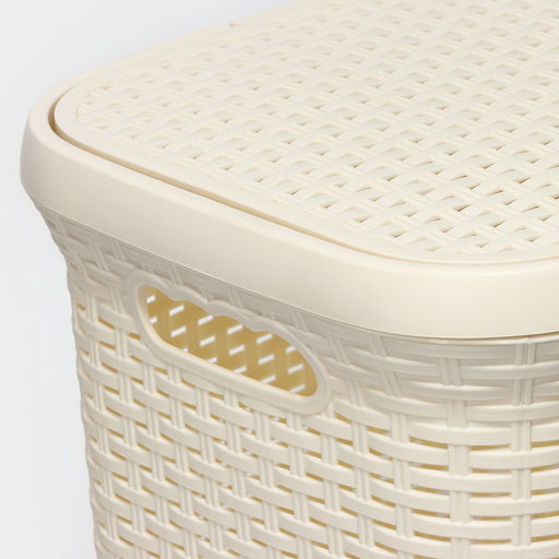 Корзина бельевая, 60 л, 34.6×44.5×56 см, с крышкой, слоновая кость