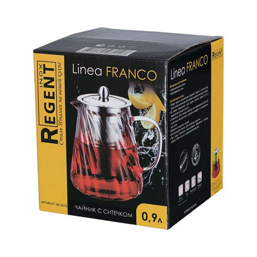 Чайник заварочный 0,85л Linea FRANCO стекло, с ситечком арт. 66-3020