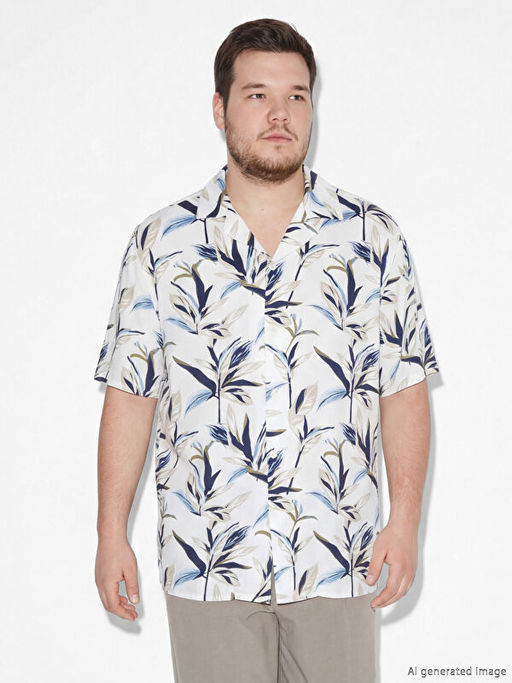 Regular Fit Resort Yaka Desenli Viskon Erkek G?mlek