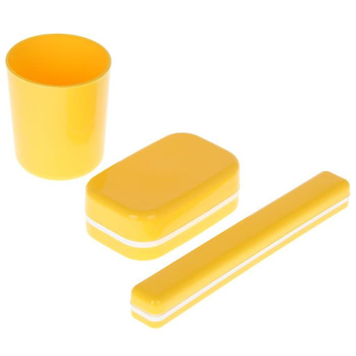 Дорожный набор, 3 предмета, мыльница, стакан, футляр для зубной щётки, МИКС