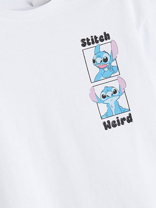 Bisiklet Yaka Stitch Bask?l? K?z ?ocuk Ti??rt