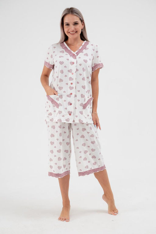 Пижама женская из кулирки Ворожея сердечко кофейное