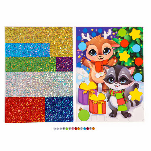 Аппликация - мозаика форменными стикерами на новый год Загадай желание, набор для творчества - Школа талантов фото 3