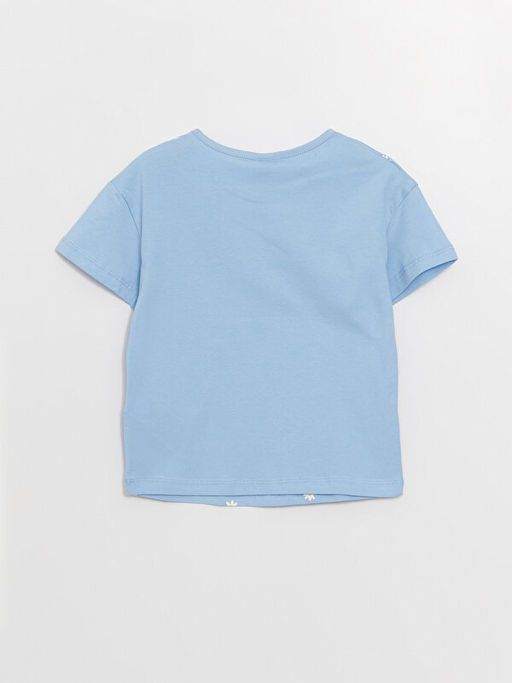 Bisiklet Yaka Bask?l? K?sa Kollu K?z Bebek Ti??rt - Waikiki фото 3