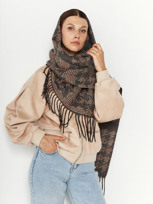 в составе ШЕРСТЬ и КАШЕМИР Большой, мягкий, теплый двусторонний палантин. - Tantino фото 3