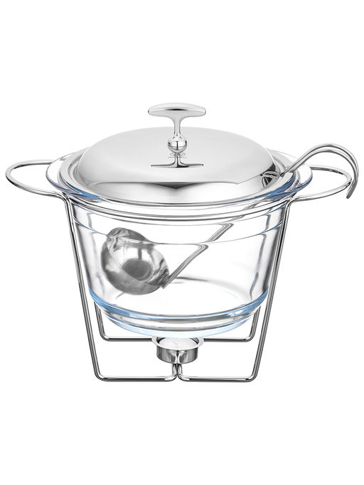 Мармит 3,8 л 34*24*27,5 см "Круглый" с половником, с крышкой из нержав. стали, на подставке, стекло