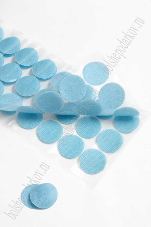 Липучка круглая 3 см самоклеящаяся (100 шт) SF-5921, голубой №076