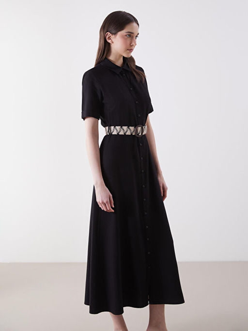 Keten Kar???ml? G?mlek Elbise