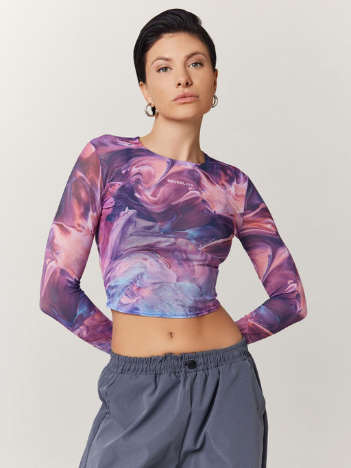 Укороченный принтованный рашгард из эластичной ткани с длинным рукавом - Eazyway фото 6