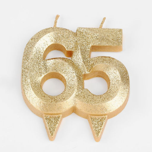 Свеча для торта юбилейная Грань, цифра 65, золотой блеск, 8см - Страна карнавалия фото 2