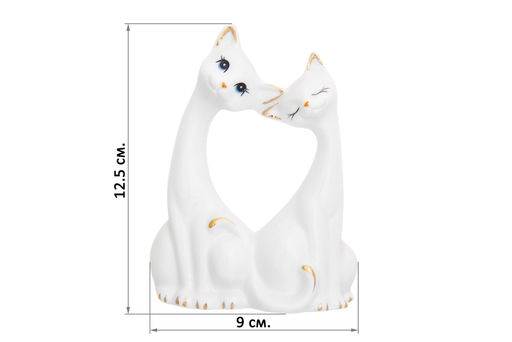 Фигурка декор. 9*4,5*12,5 см "Пара кошечек" белая, золото