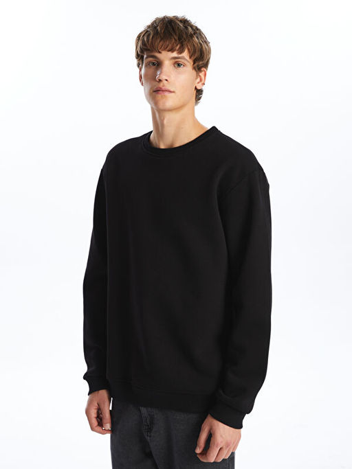 Bisiklet Yaka Uzun Kollu Erkek Sweatshirt