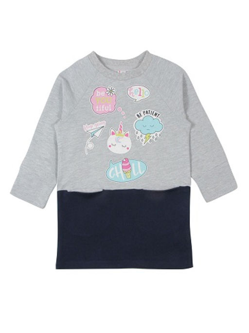 CRB wear/CWK 62255 Платье для девочки , серый меланж/Ex.Cherubino  фото 2