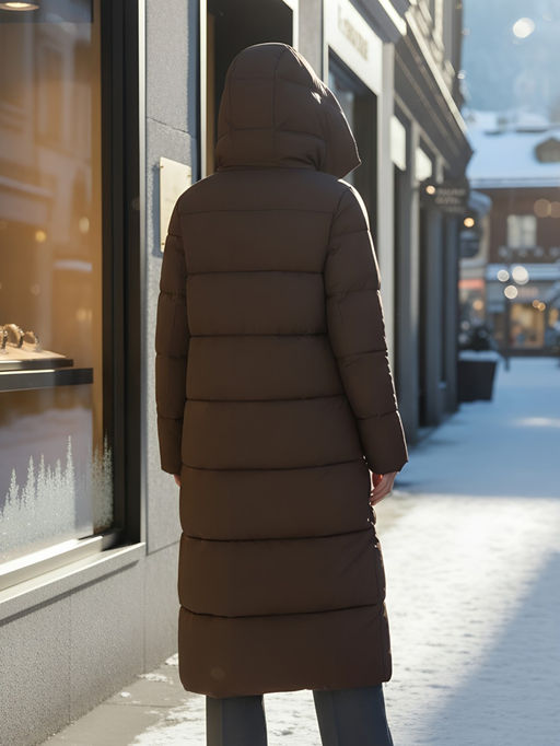 Пальто зимнее утепленное с капюшоном женское коричневого цвета 7729K Бренд: Visdeer  фото 26
