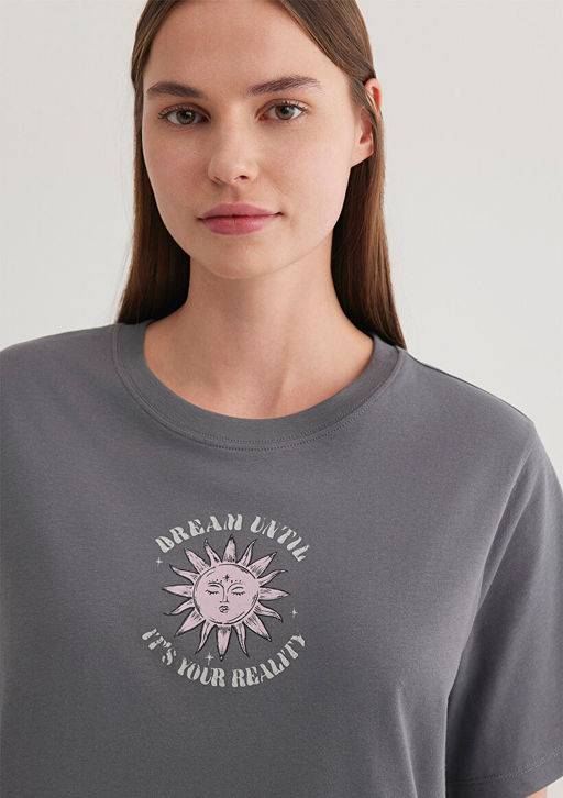 Bask?l? Antrasit Tisort - Mavi фото 6