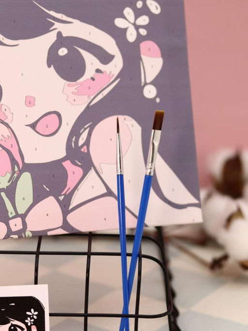 Картина по номерам на подрамнике Draw Me! Girl with flowers, (20*20 см)