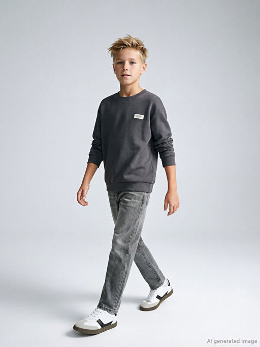 Baggy Fit Erkek ?ocuk Jean Pantolon