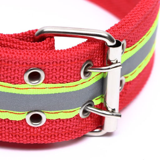 Ошейник четырехслойный светоотражающий с вертлюгом, 71 х 5 см, ОШ 55-65 см, красный - Пижон фото 3
