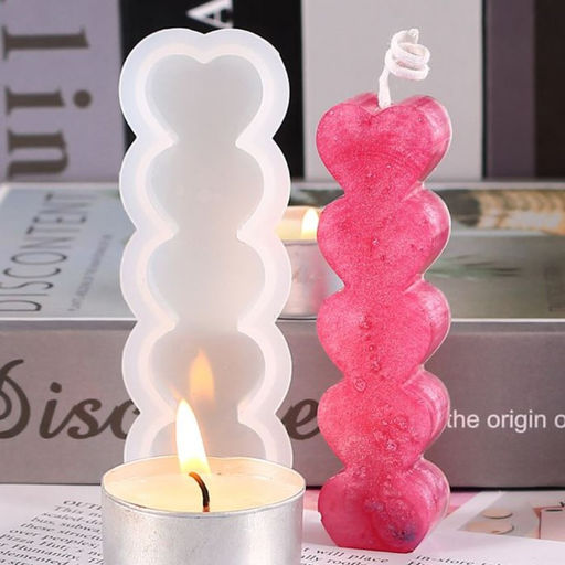 Цена за 2 шт. Молд силикононовый «Сердечки. Столбик» 3,3 х 10 см